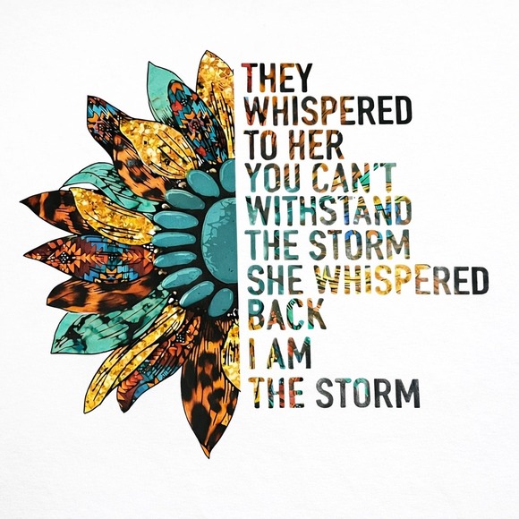 Gildan Women's Graphic Tee Sunflower "I Am The Storm" Charcoal S - Picture 2 of 7